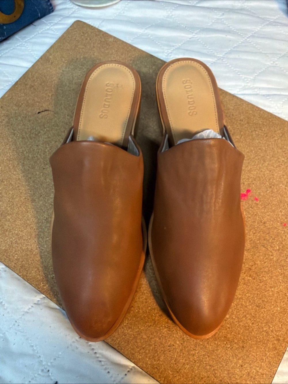 Soludos Women's Brown Leather Slip-On Mules - Picture 9 of 10